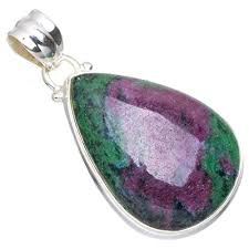 Non Polished Ruby Zoisite Silver Pendant, Occasion : Casual Wear, Party Wear