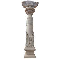 Carved Polished Sandstone stone pillars, for Garden Decoration, Residential, Color : Brown, Creamy