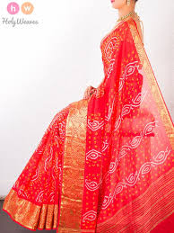 Checked Pure Silk Bandhani Sarees, Occasion : Casual Wear, Festival Wear, Party Wear, Wedding Wear