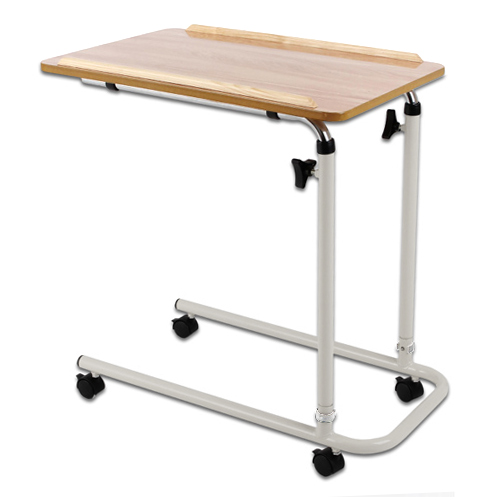 Polished Stainless Steel Overbed Table, for Hospital, Feature : With Wheels