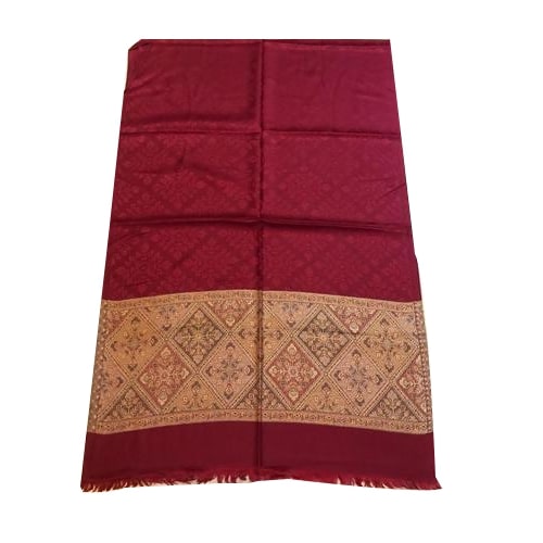 Embroidered Maroon Silk Stole, Technics : Attractive Pattern