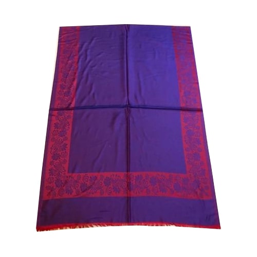 Embroidered Purple Silk Border Stole, Technics : Attractive Pattern