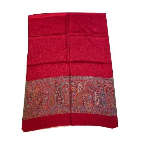 Red Embroidered Silk Stole, Size : 70x200 cm