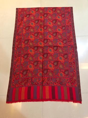 Weaving Red Pashmina Embroidered Stole, Technics : Attractive Pattern