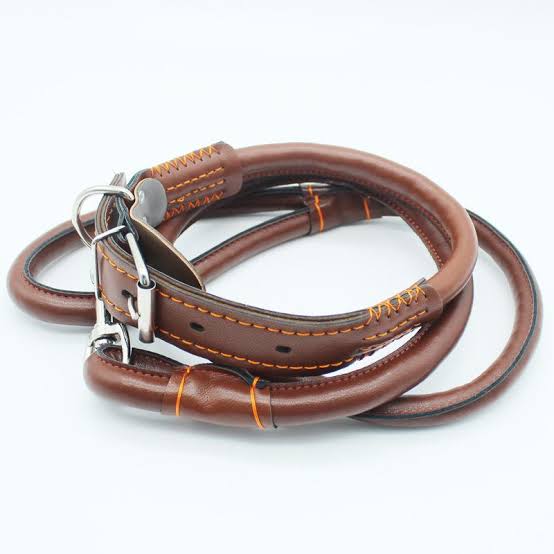Dog Leather Leash, Color : brown