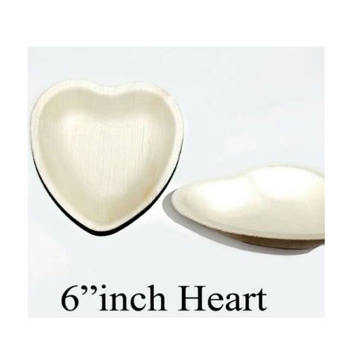Heart Shaped Areca Leaf Plate, for Serving Food, Size : 6inch
