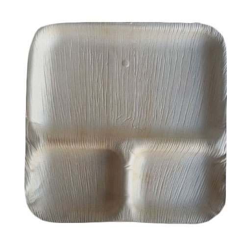 Areca Leaf Partition Square Plate, for Serving Food, Size : 7 X 7 Inch
