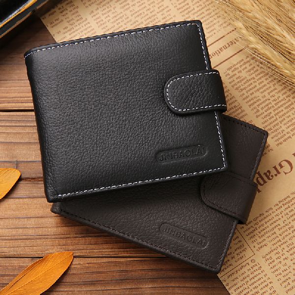 Plain mens leather wallets, Color : Black