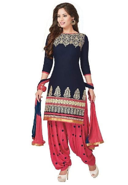 Georgette Ladies Embroidered Patiala Suit, Size : XL