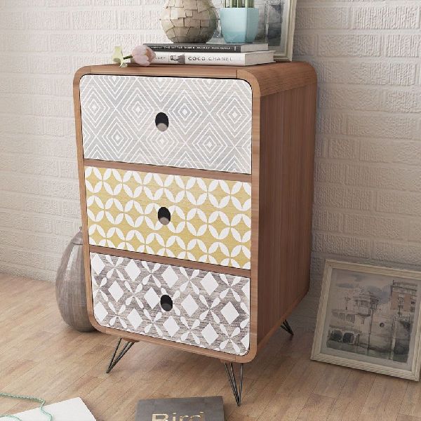 Rectangular Polished Wood Contemporary Bedside Table, for Home, Pattern : Printed