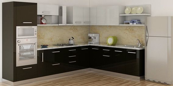 Polished Plywood L Shaped Modular Kitchen, for Home, Hotel, Restaurent, Feature : High Strength, Quality Tested