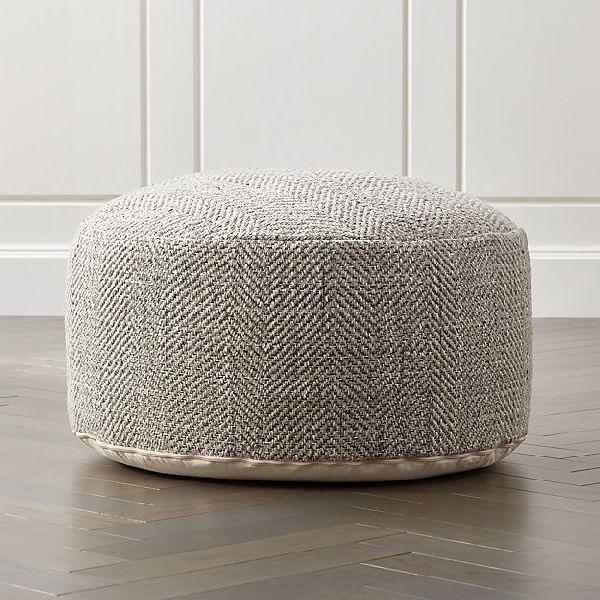 Plain Pure Cotton Round Pouf, for Living Room