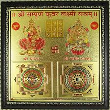 Acrylic Laxmi Kuber Yantra, Color : Brown, Golden, Red, Silver