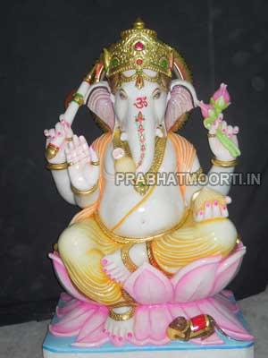  Polished Marble Ganesha Statue, for Home, Shop, Temple, Packaging Type : Carton Box