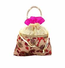 Silk Tissue Potli Bag, for Jewellery Use, Technics : Attractive Pattern, Handloom