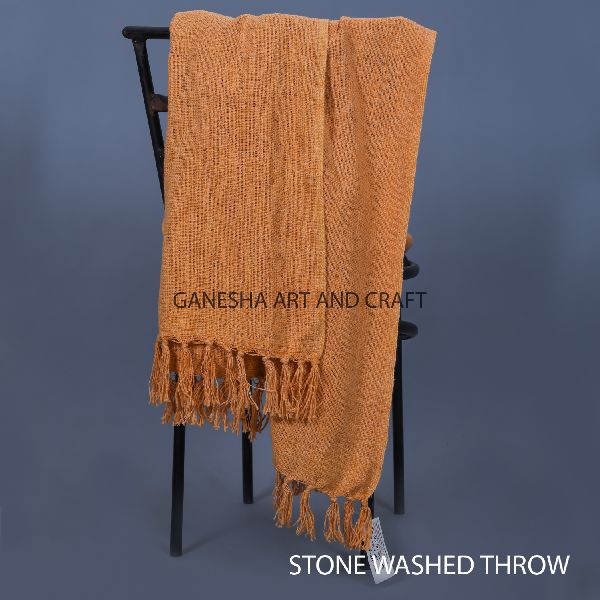 Cotton Stone Washed Throw Blanket, Size : 130x160 cm