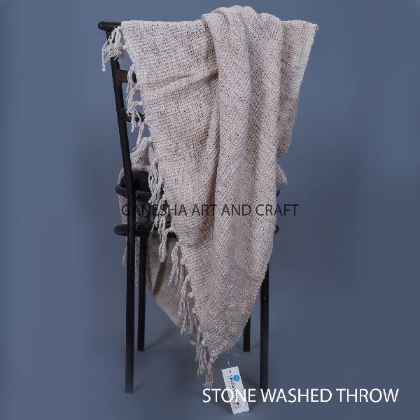 Cotton Stone Washed Thorw Blanket, Technics : Handloom