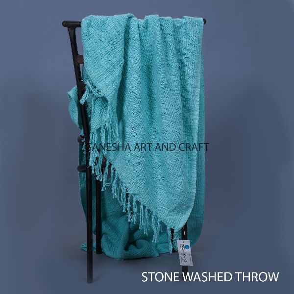  Cotton Throw Blanket Stone Wash, Size : 130x180 cm