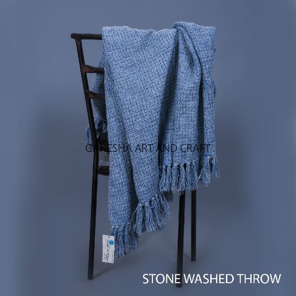  Wool Stone Washed Thorw Blanket, Size : 130X170 CM