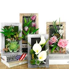 Rectangle Artificial Flowers With Wall Frame, for Home, Hotel, Office, Pattern : Plain, Printed