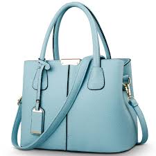 Canvas Checked ladies shoulder bag, Color : Light Blue