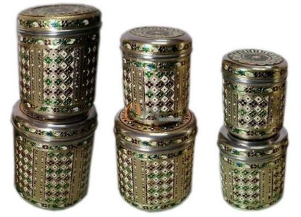 Handicraft Meenakari Steel Box, for Food Packing, Feature : Elegant Design, Good Quality