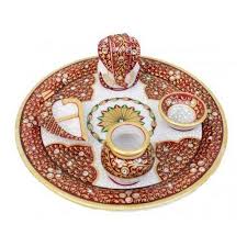 Non Polished Marble Pooja Plate, Style : Antique, Royal