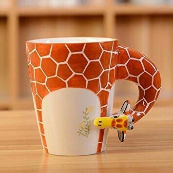 Polished Printed Ceramic Giraffe Shaped Coffee Mugs, Style : Contemproray