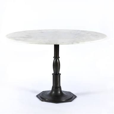 cast iron table with marble top