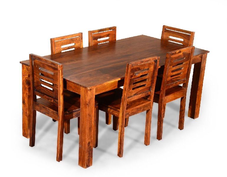 six seated wooden dining set