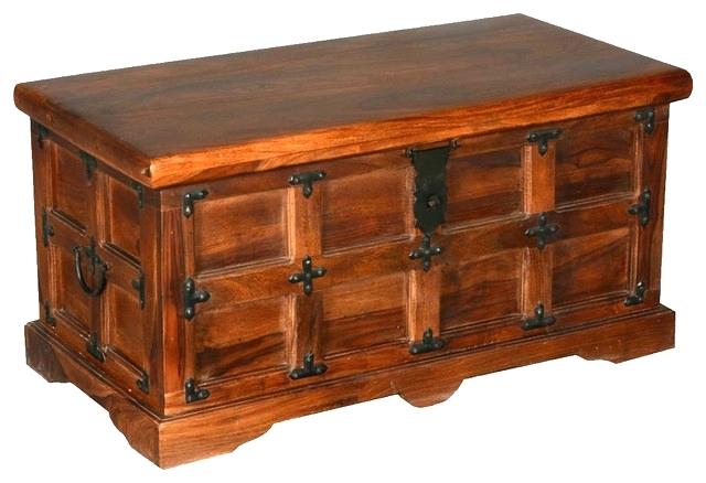 solid wood antique trunk with brass fitted