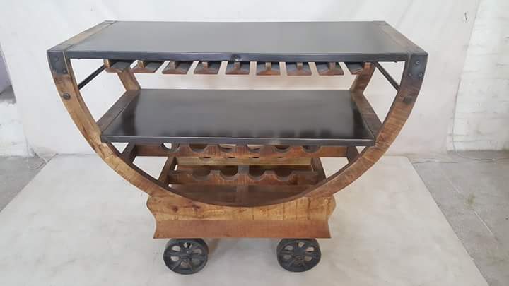solid wood bar trolley