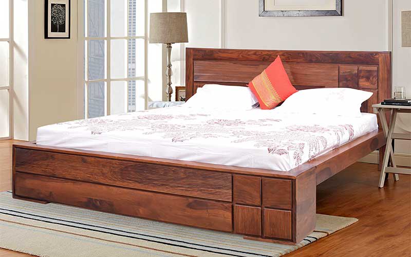 solid wood bed with non storage