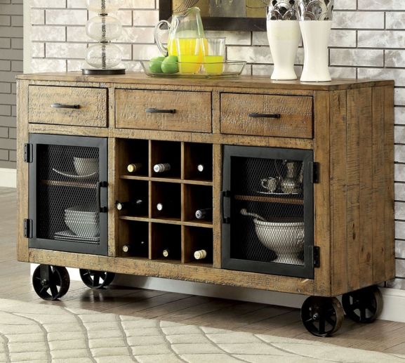 wooden bar trolley with 3 drawer