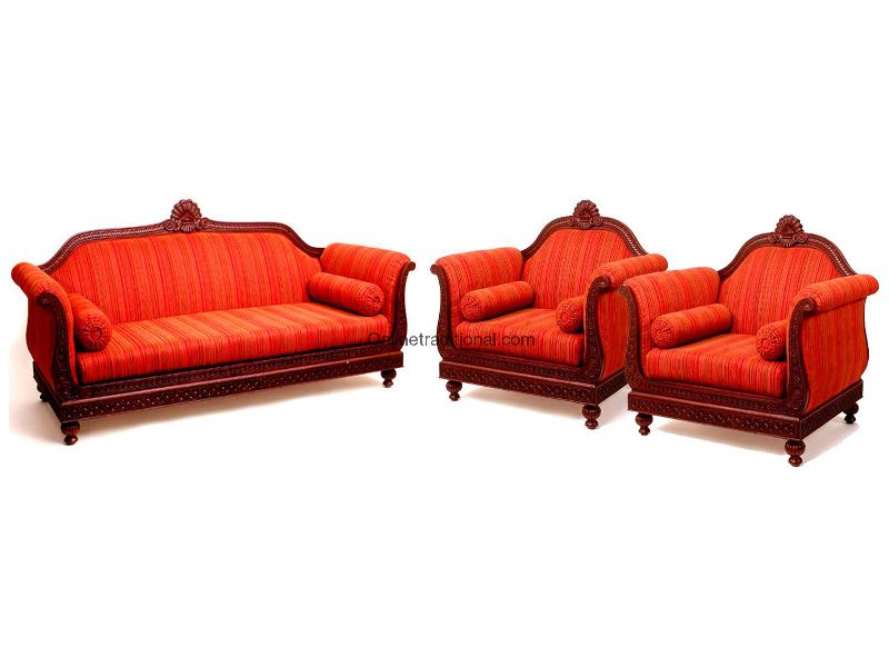 Polished Plain wooden sofa set, Color : Brown