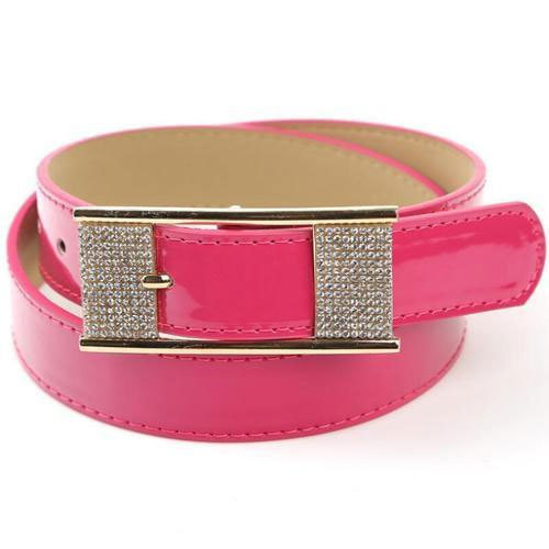 Ladies Pink Leather Belt