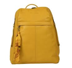 Yellow Leather Backpack Bag