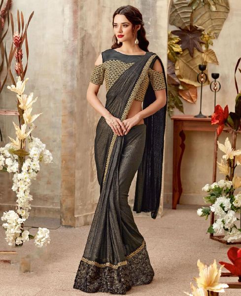 Embroidered Georgette Party Wear Sarees, Feature : Attractive Designs, Comfortable