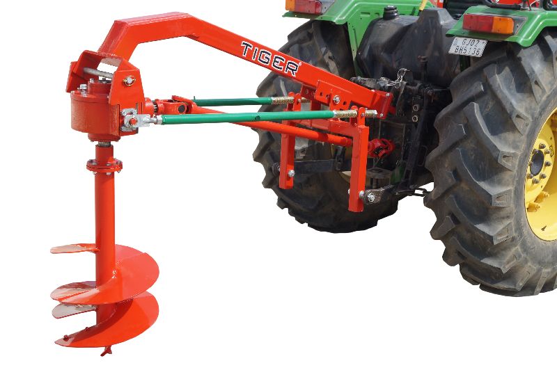 Tiger Graded Tractor Operated Post Hole Digger, for Agriculture, Color : Red
