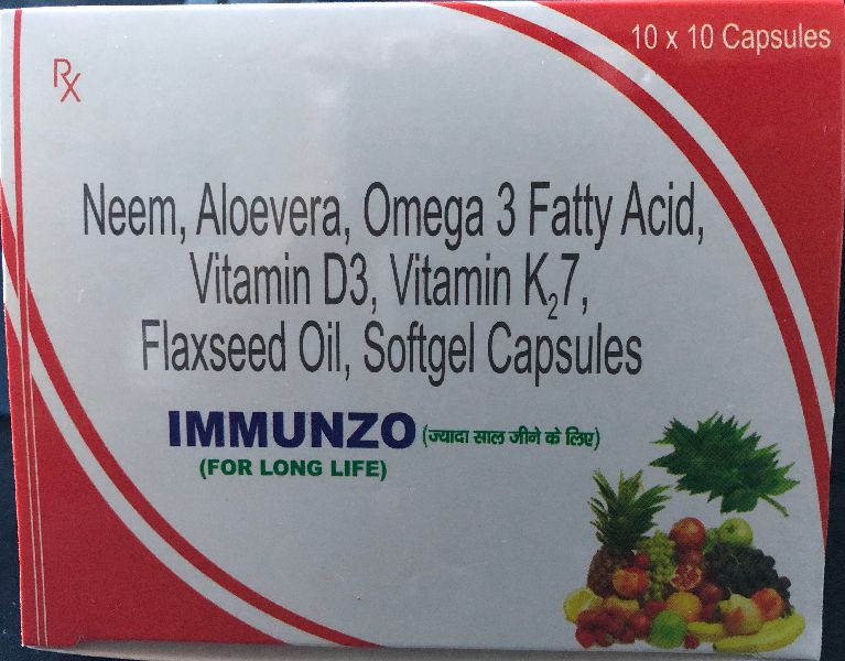 Natural Immunzo Softgel Capsules, for Clinical, Packaging Type : Stripes
