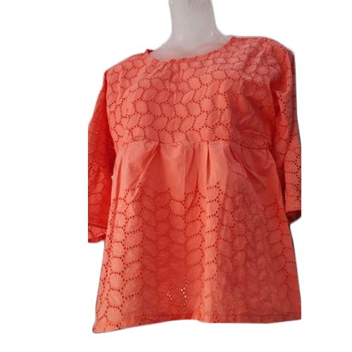 Plain Ladies Cotton Net Top, Color : Red