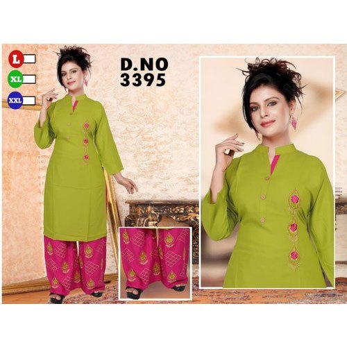 Embroidered Ladies Cotton Palazzo Suit, Size : XL, XXL