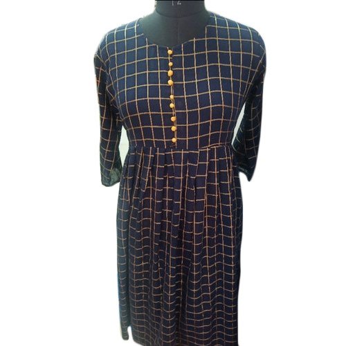 Check Ladies Party Wear Kurti, Sleeve Type : 3/4th Sleeve