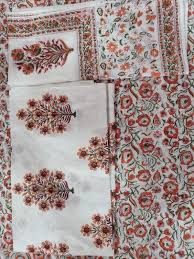 Checked Chanderi Hand Printed Suit, Size : L, M, XL, XXL