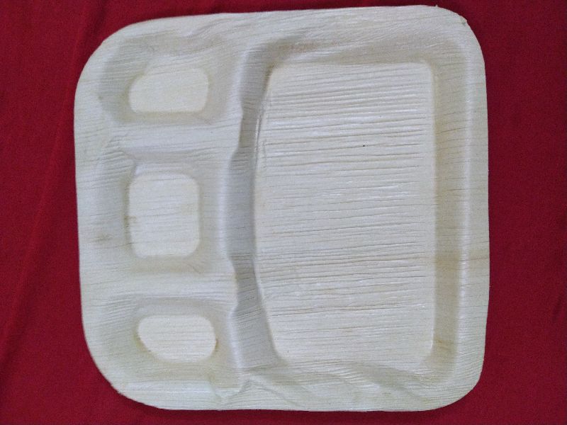 Rectangular Areca Leaf Partition Plate, for Serving Food, Feature : Biodegradable, Disposable, Light Weight