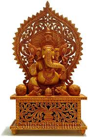 Non Polished Brass wooden ganesha, for Garden, Home, Office, Shop, Pattern : Printed