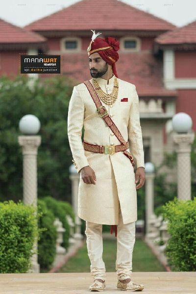 Full Sleeves Cotton mens sherwani, Occasion : Groom Wear, Wedding Wear