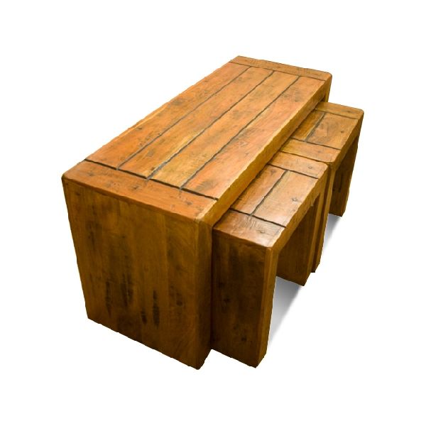 wooden coffee table with stool