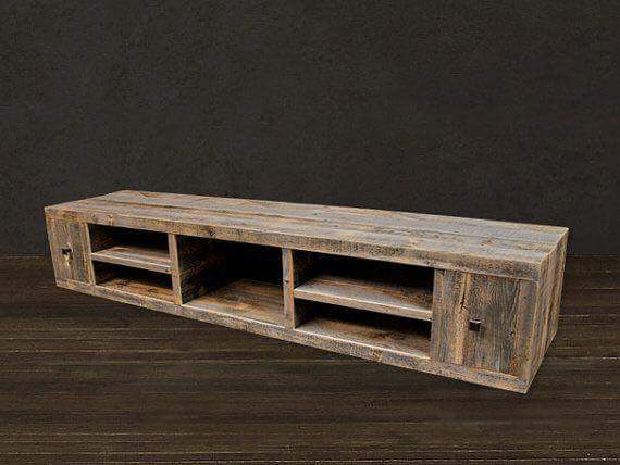 wooden tv unit with 2 drawer