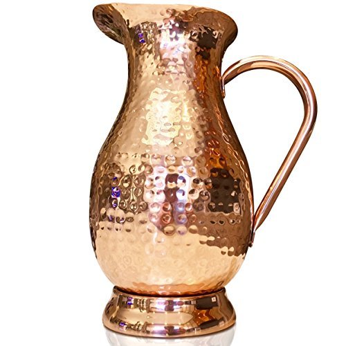 Copper Hammered Jug, for Serving Water, Shape : Round